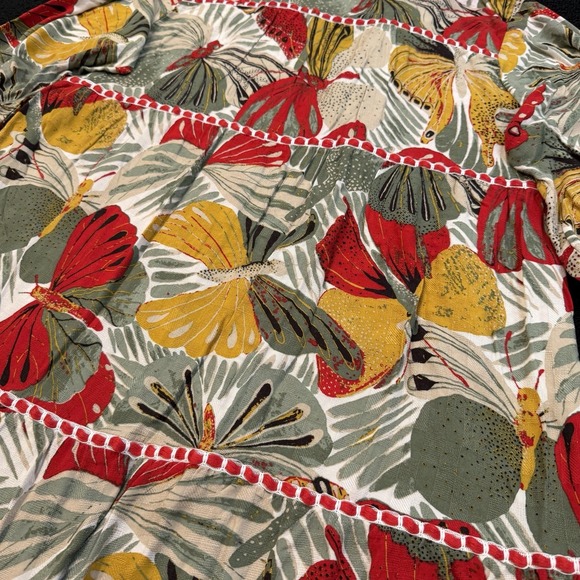 Womens L Duster Cardigan Tiered Open Butterfly Print 3/4 Sleeve Boho Indie Cato - Picture 6 of 10